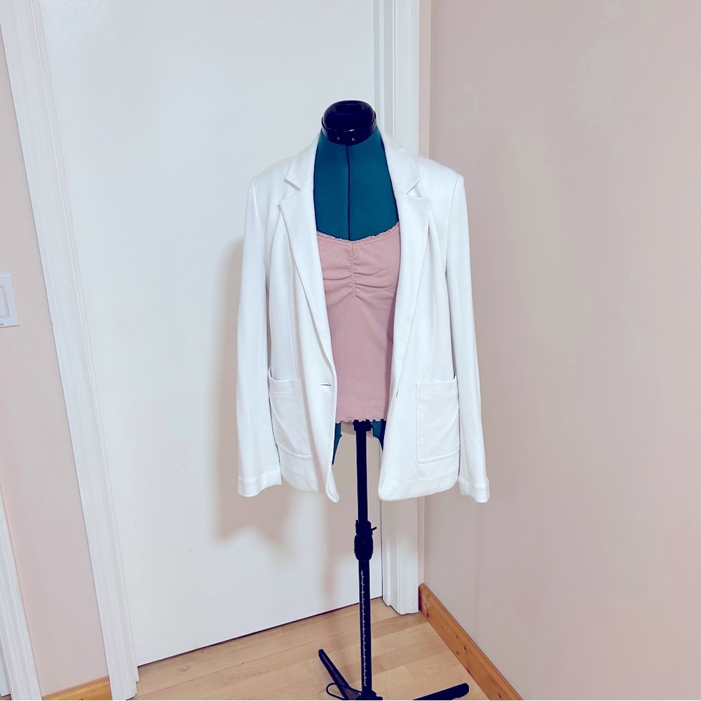 Loft White Ponte Knit Blazer